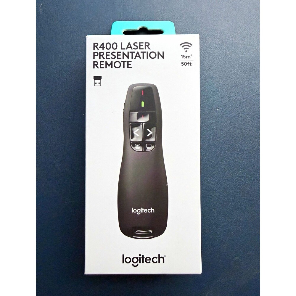 Logitech R400 Wireless Laser Presentation Pointer Remote 50ft Range Black